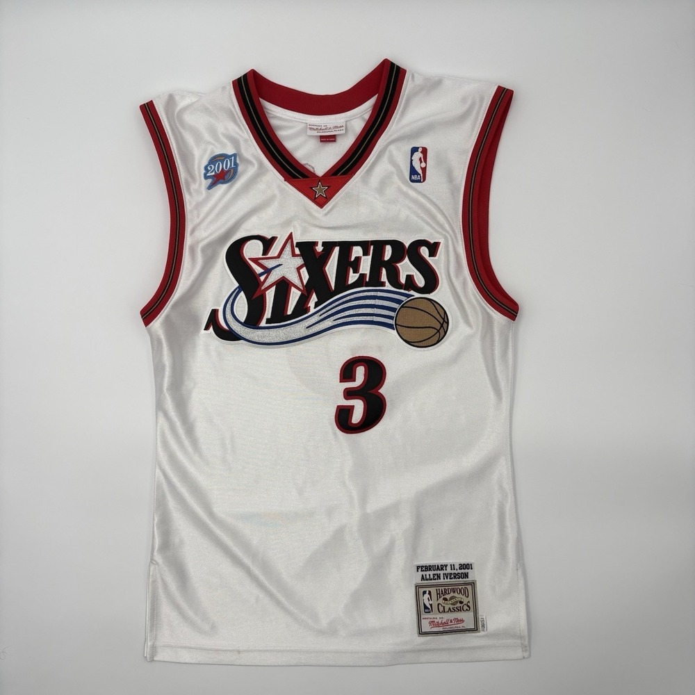 Mitchell Ness Allen Iverson 76ers 2001 All Star Jersey 36 S White Philadelphia
